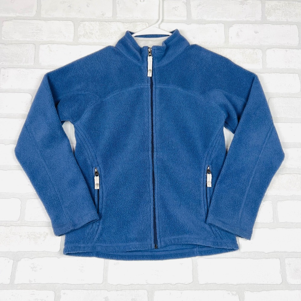 REI Girls Blue Full Zip‎ Fleece Jacket Mock Neck Size Medium 10-12 Pockets